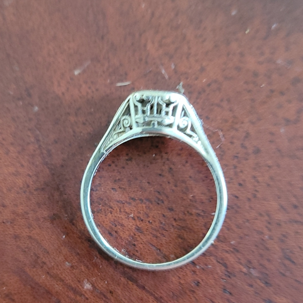 HP antique jewelry edwardian 18K solid white gold and sapphire setting - Picture 4 of 4